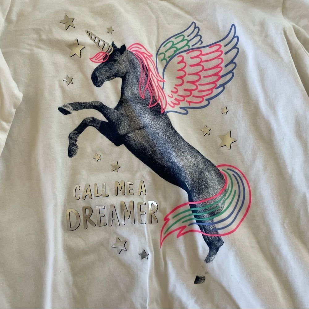 OshKosh B'gosh Girls White Long Sleeve with Colorful Unicorn and Knot NWT 14 - Picture 2 of 7